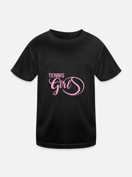 Tennis Girls Tennis Ball for Tennis Player - Kids Functional T-Shirt - black - Front
