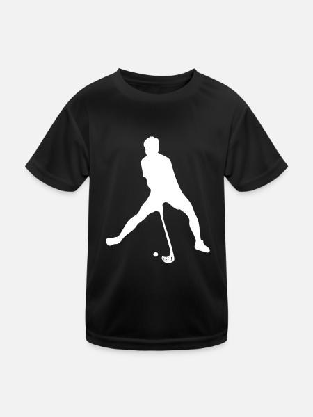 Floorball - Kinder Funktions-T-Shirt - Schwarz - Vorne