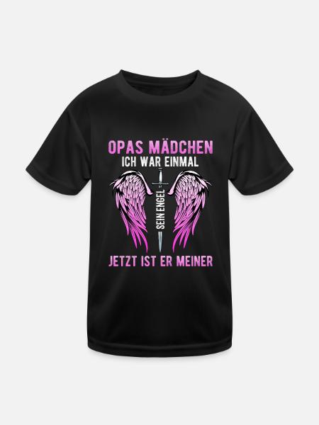 Opas Mädchen Ich War Einmal Sein Engel - Kinder Funktions-T-Shirt - Schwarz - Vorne