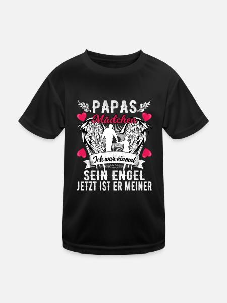 Papas Mädchen Ich War Einmal Sein Engel - Kinder Funktions-T-Shirt - Schwarz - Vorne