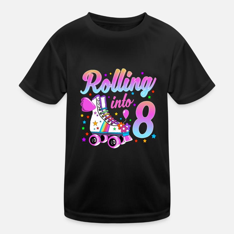 Kinder Geburtstagsshirt 8. Geburtstag Rollschuhe Kinder Funktions-T-Shirt