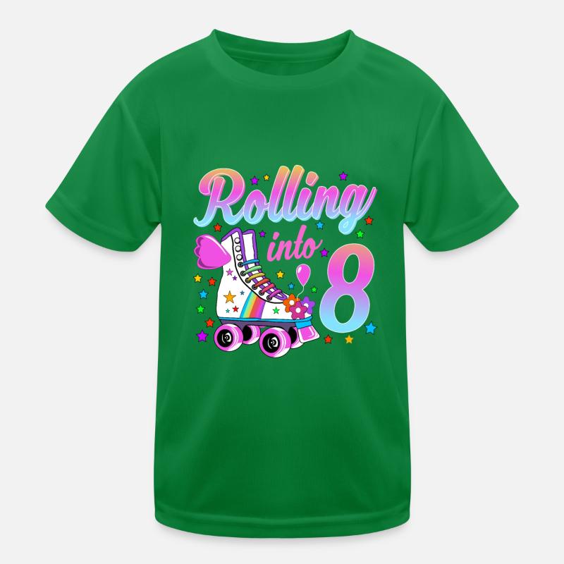 Kinder Geburtstagsshirt 8. Geburtstag Rollschuhe Kinder Funktions-T-Shirt