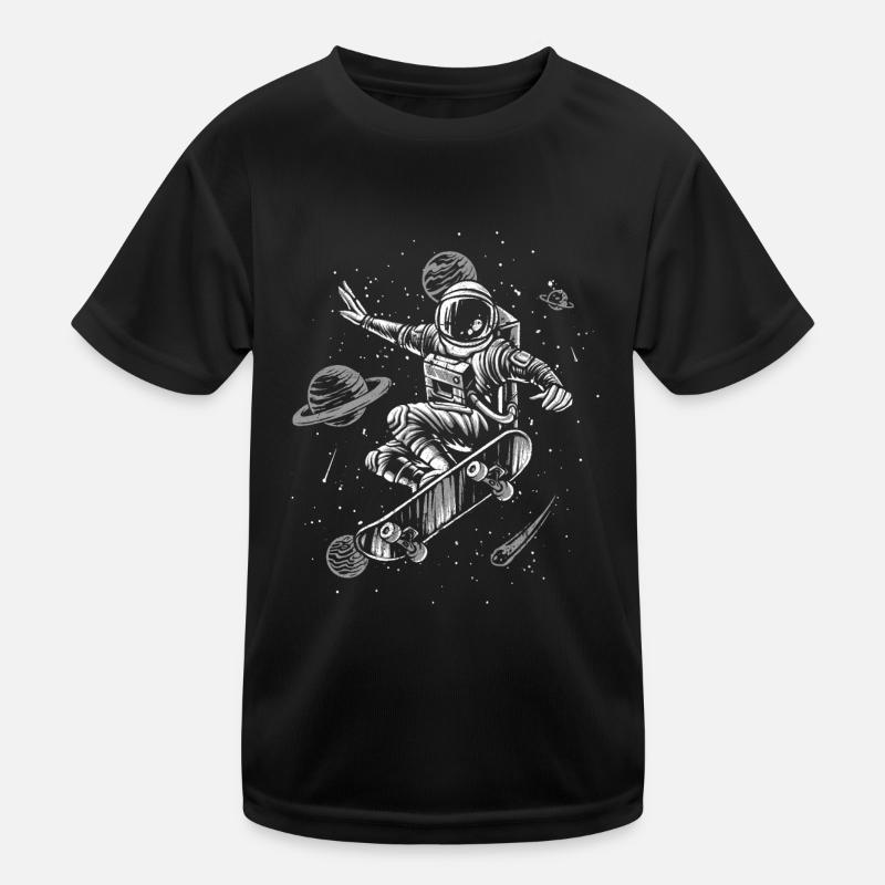 Space Skate Astronaut auf Skateboard Raumfahrt Kinder Funktions-T-Shirt