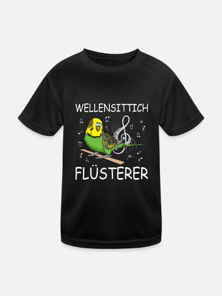 Wellensittich Flüsterer | Wellensittich - Kinder Funktions-T-Shirt - Schwarz - Vorne