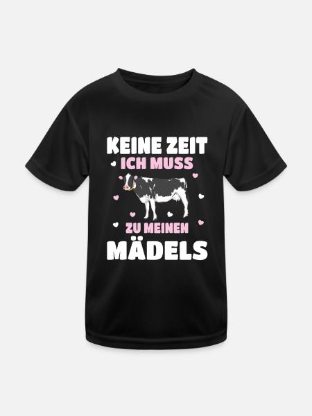 Landwirt Bauer Stall Kühe | Kuh - Kinder Funktions-T-Shirt - Schwarz - Vorne