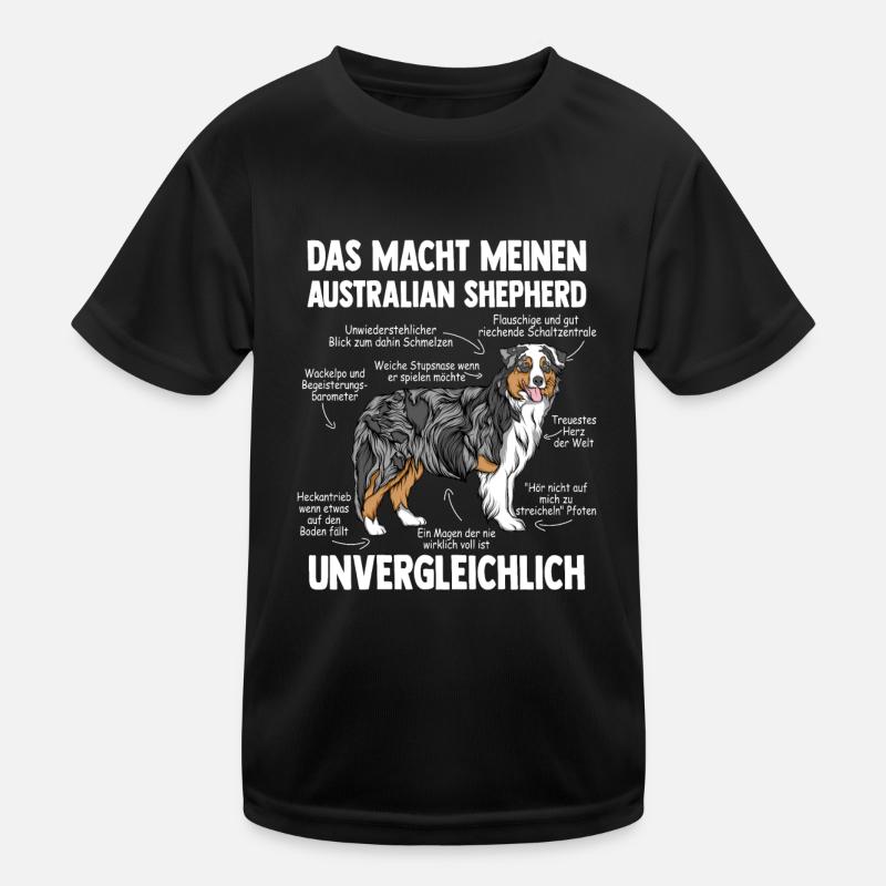 Australian Shepherd Aussie - Kinder Funktions-T-Shirt - Schwarz