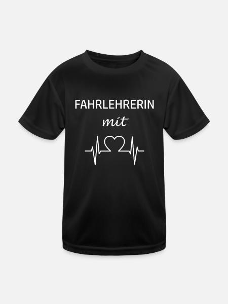 Fahrlehrerin mit Herz - Kinder Funktions-T-Shirt - Schwarz - Vorne