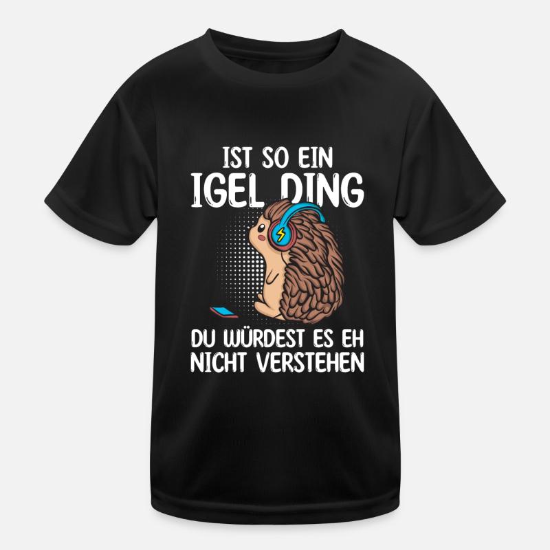 Igel - Kinder Funktions-T-Shirt - Schwarz