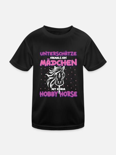 Hobby Horse Hobby Horsing Steckenpferd - Kinder Funktions-T-Shirt - Schwarz - Vorne