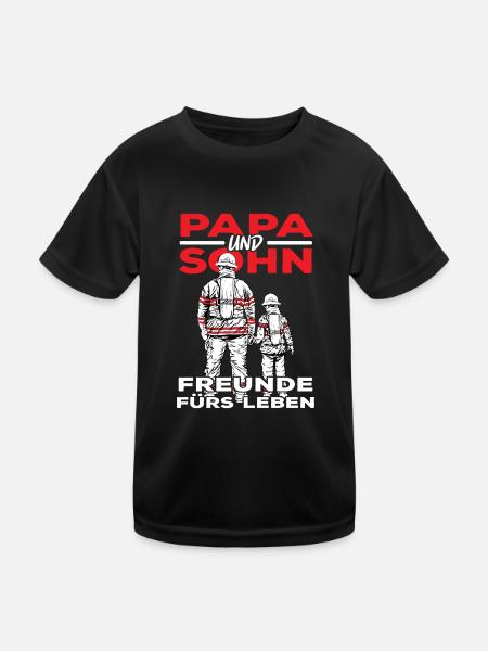 Feuerwehr Vater Sohn Partnerlook - Kinder Funktions-T-Shirt - Schwarz - Vorne