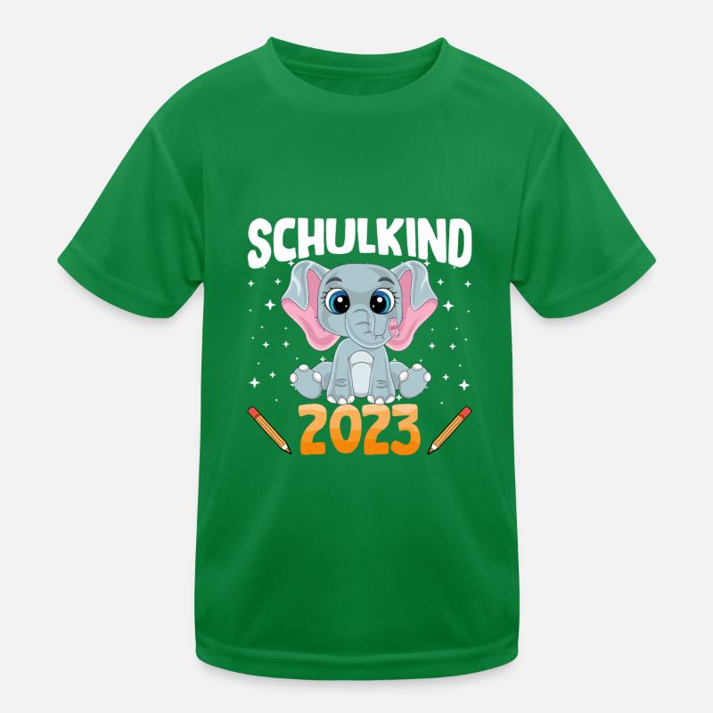 Elefant Schulkind 2023 Kinder Funktions-T-Shirt