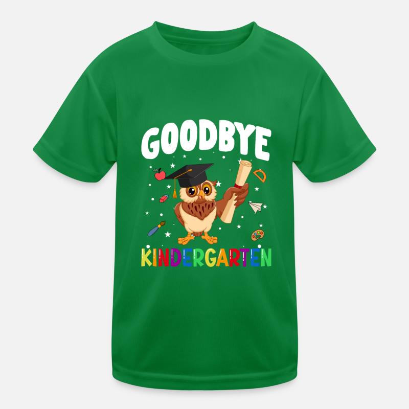 Goodbye Kindergarten Eule Schultüte Kinder Funktions-T-Shirt