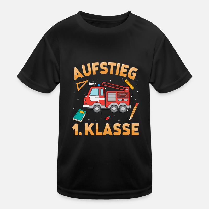 Aufstieg 1. Klasse Feuerwehr Schulkind Schulstart Kinder Funktions-T-Shirt