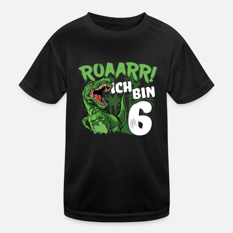 6. Geburtstag Junge 6 Jahre Dino Dinosaurier Kinder Funktions-T-Shirt