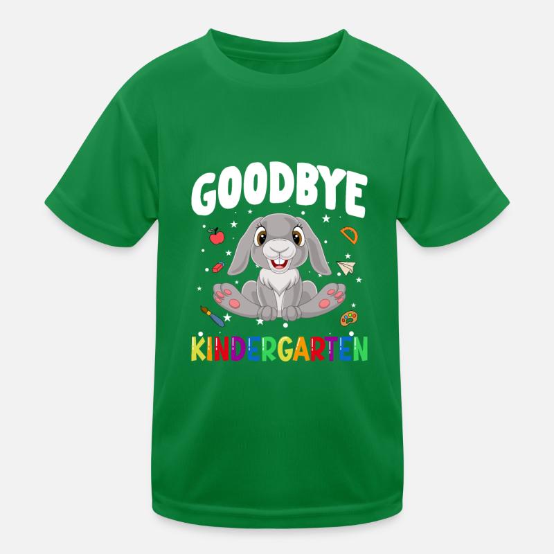Goodbye Kindergarten Hase Einschulung Schule Kinder Funktions-T-Shirt