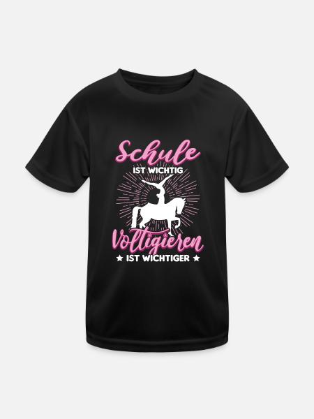Voltigieren Volti Voltigier Pferde Pferdemädchen - Kinder Funktions-T-Shirt - Schwarz - Vorne