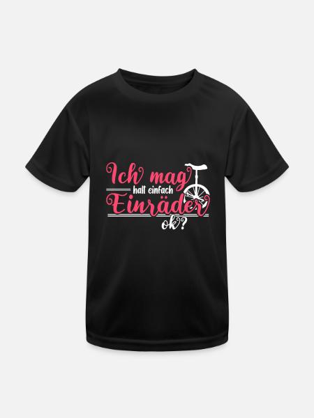 Ich mag halt einfach Einräder - Kinder Funktions-T-Shirt - Schwarz - Vorne