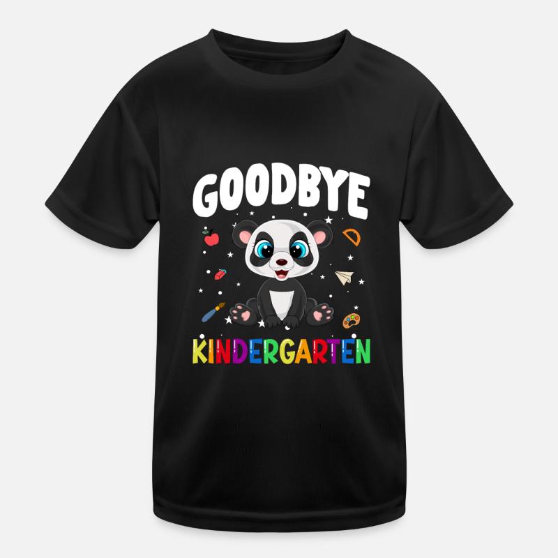 Goodbye Kindergarten Panda Einschulung Schule - Kinder Funktions-T-Shirt - Schwarz