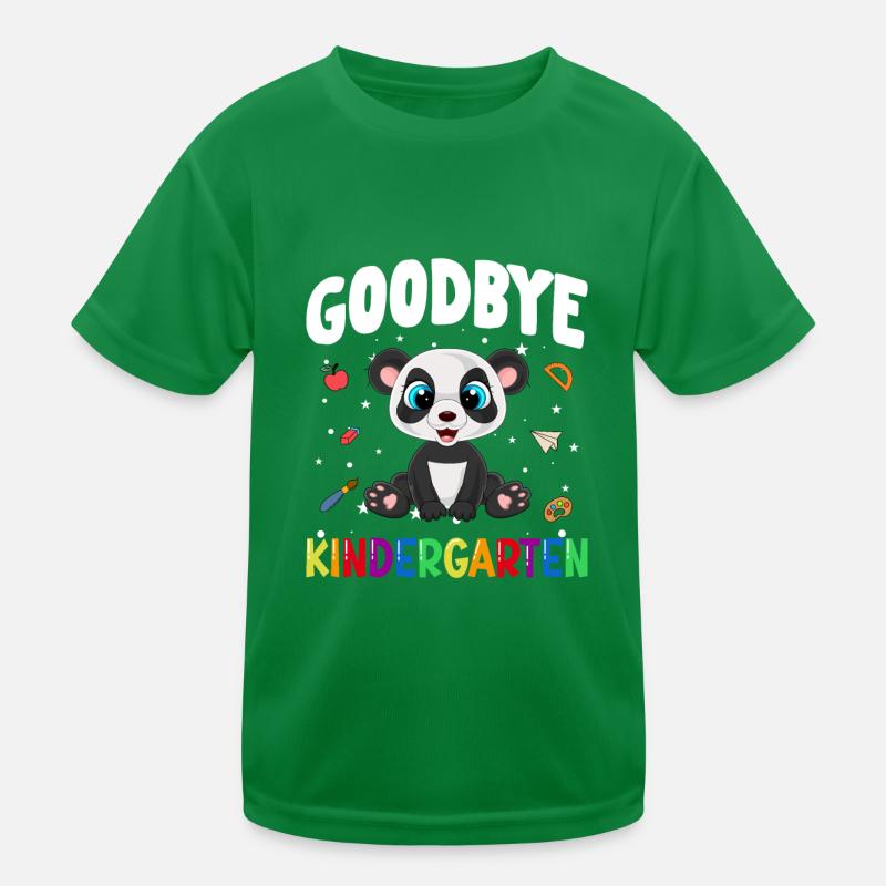 Goodbye Kindergarten Panda Einschulung Schule Kinder Funktions-T-Shirt