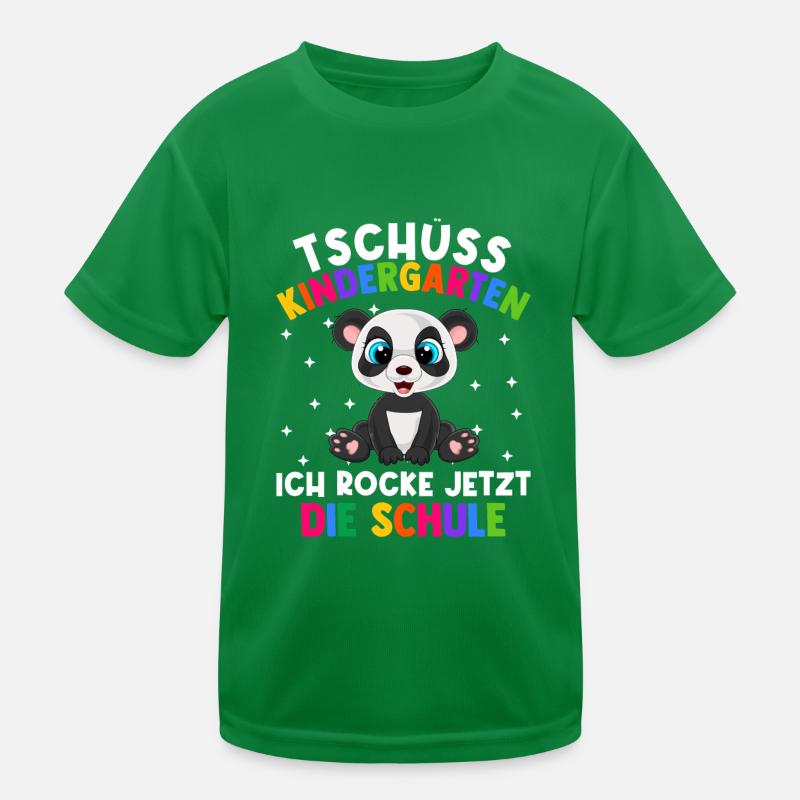 Bye Kindergarten Einschulung Schulkind Panda Kinder Funktions-T-Shirt