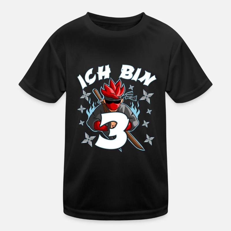 3. Kindergeburtstag Ninja Kinder Funktions-T-Shirt