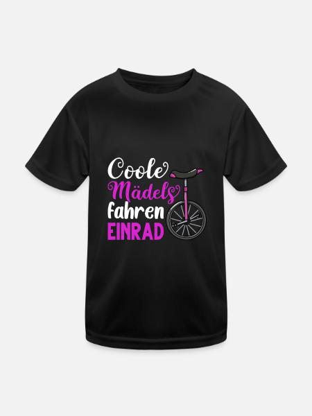 Einrad - Kinder Funktions-T-Shirt - Schwarz