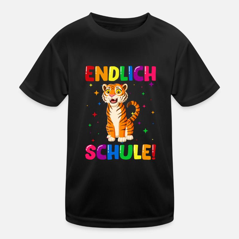 Endlich Schule Tiger 1. Klasse - Kinder Funktions-T-Shirt - Schwarz