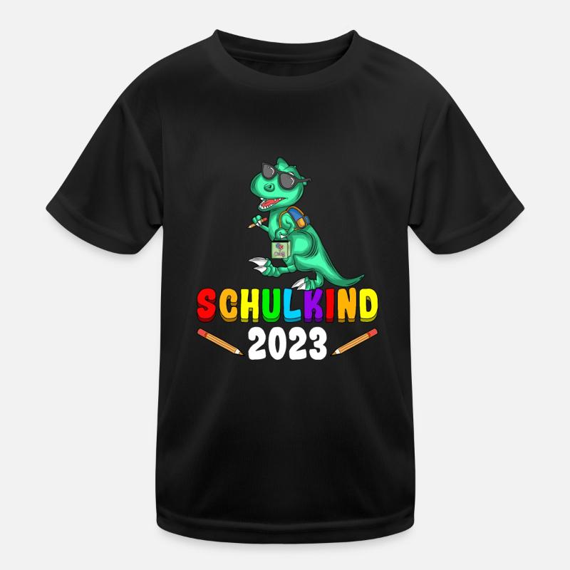 Einschulung Dinosaurier Schulkind 2023 1. Klasse Kinder Funktions-T-Shirt