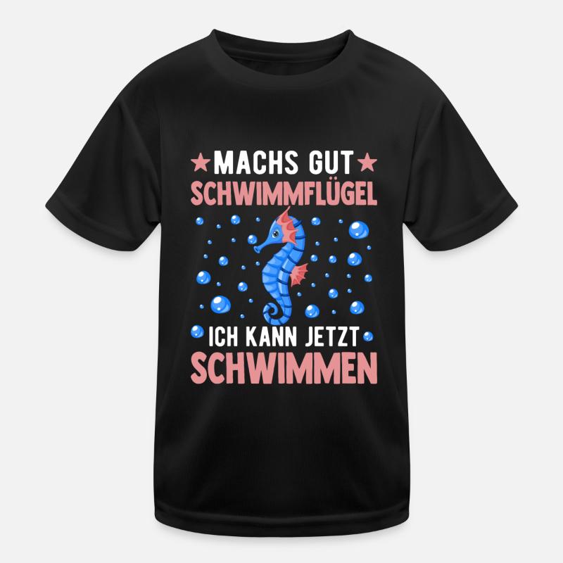 Seepferdchen Abzeichen Seepferdchen bestanden - Kinder Funktions-T-Shirt - Schwarz