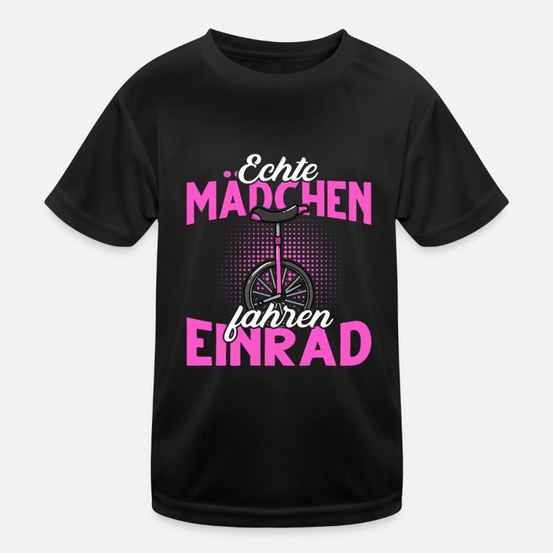 Echte Mädchen fahren Einrad - Kinder Funktions-T-Shirt - Schwarz