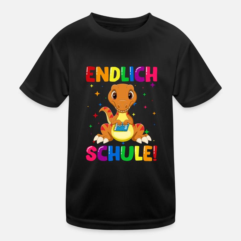Endlich Schule Dino 1. Klasse Kinder Funktions-T-Shirt