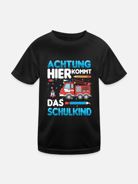 Achtung hier kommt das Schulkind - Kinder Funktions-T-Shirt - Schwarz - Vorne