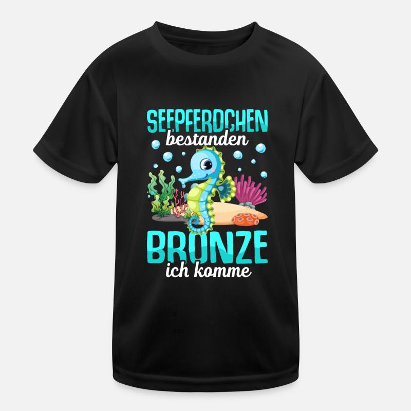Seepferdchen Abzeichen Seepferdchen bestanden Kinder Funktions-T-Shirt