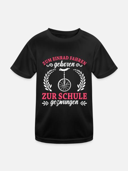 Einrad - Kinder Funktions-T-Shirt - Schwarz