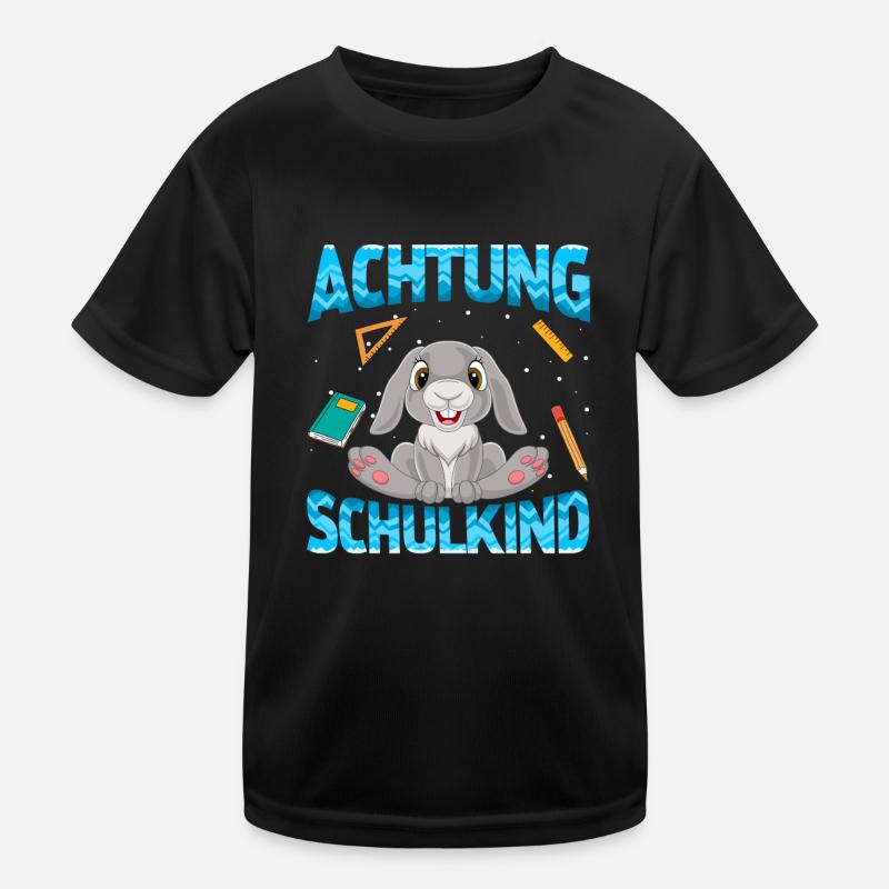 Einschulung Achtung Schulkind Geschenk Hase Kinder Funktions-T-Shirt