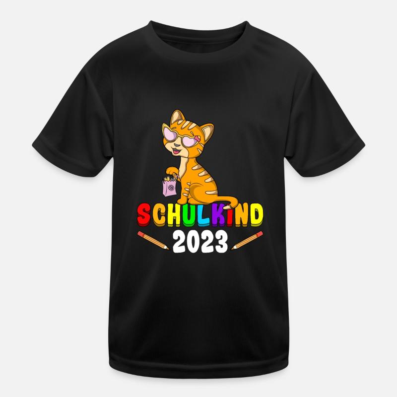 Schulkind 2023 Kätzchen Kinder Funktions-T-Shirt