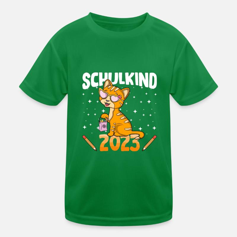 Kätzchen Schulkind 2023 Kinder Funktions-T-Shirt