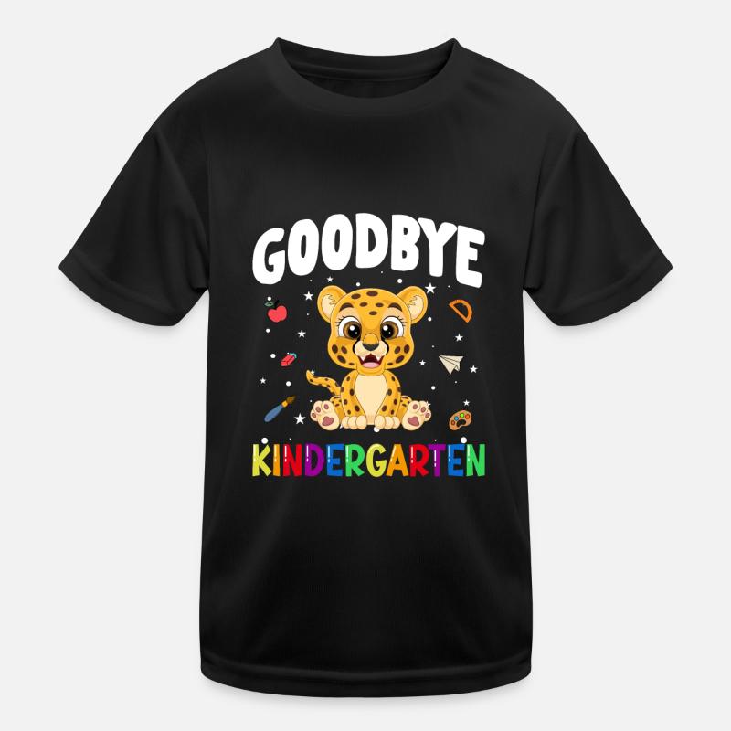 Goodbye Kindergarten Leopard Einschulung Schule - Kinder Funktions-T-Shirt - Schwarz