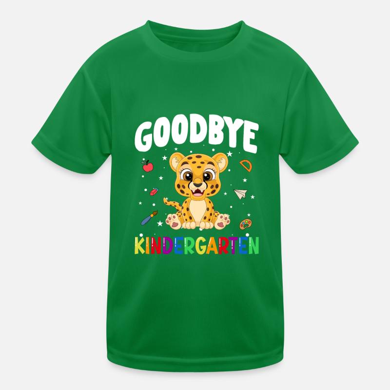 Goodbye Kindergarten Leopard Einschulung Schule Kinder Funktions-T-Shirt
