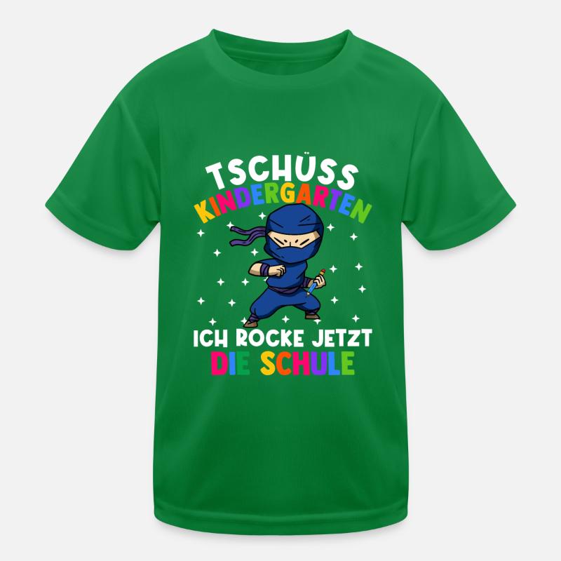 Bye Kindergarten Einschulung Schulkind Ninja Kinder Funktions-T-Shirt