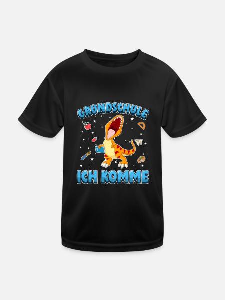 Grundschule ich komme Einschulung 1. Klasse - Kinder Funktions-T-Shirt - Schwarz - Vorne
