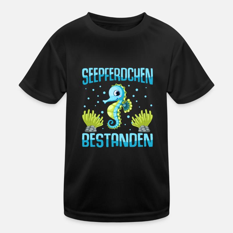 Seepferdchen Abzeichen Seepferdchen bestanden - Kinder Funktions-T-Shirt - Schwarz