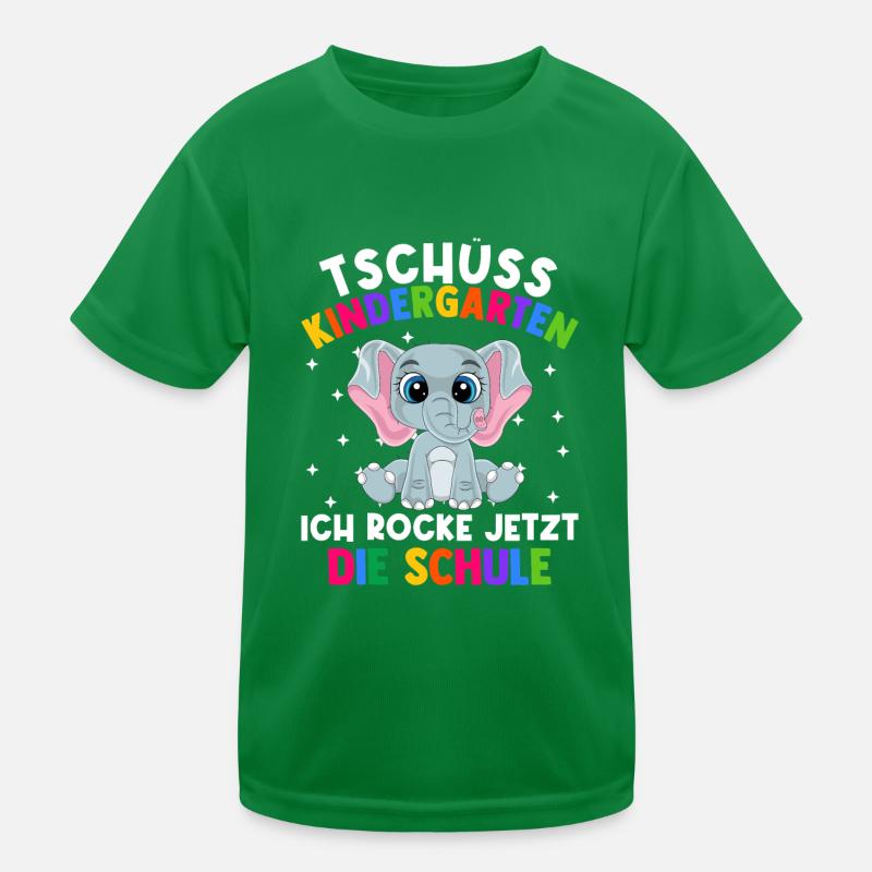 Bye Kindergarten Einschulung Schulkind Elefant Kinder Funktions-T-Shirt