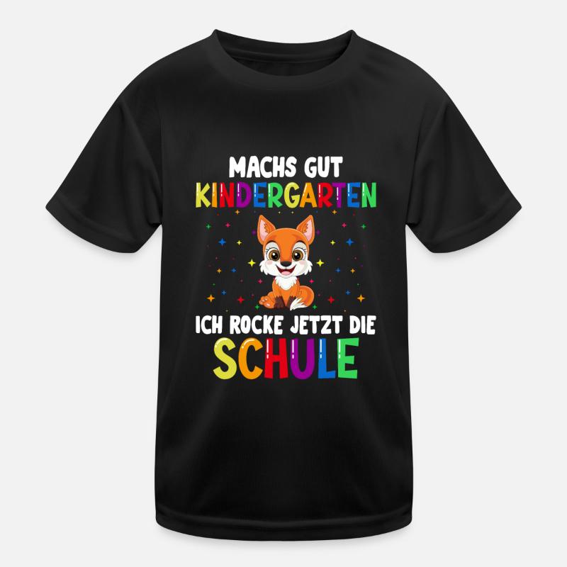 Schulkind Einschulung Fuchs Schulstart Schule - Kinder Funktions-T-Shirt - Schwarz
