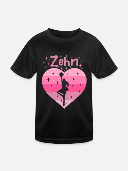 10. Geburtstag Tochter Mädchen Cheerleader - Kinder Funktions-T-Shirt - Schwarz - Vorne