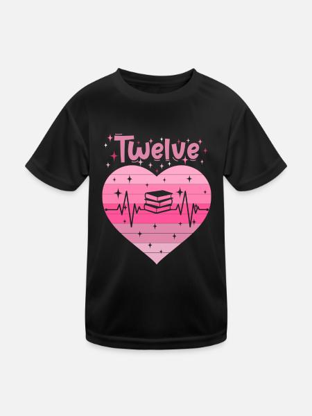 12. Geburtstag Lesen Bücher Buch Mädchen Tochter - Kinder Funktions-T-Shirt - Schwarz - Vorne