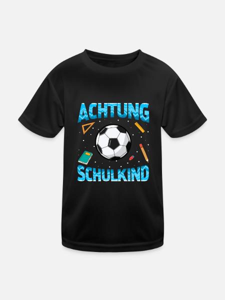 Achtung Schulkind Fußball - Kinder Funktions-T-Shirt - Schwarz - Vorne