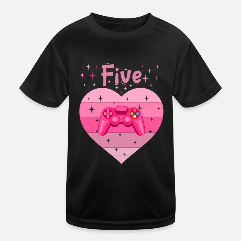 Mädchen Tochter 5. Geburstag Gaming Controller Kinder Funktions-T-Shirt