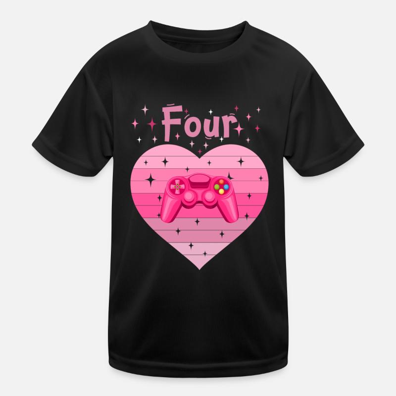 Mädchen Tochter 4. Geburstag Gaming Controller Kinder Funktions-T-Shirt