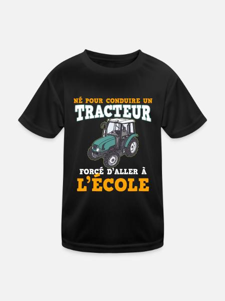 Tracteur Petit Garçon Idée Cadeau Enfant - T-shirt sport Enfant - noir - Devant